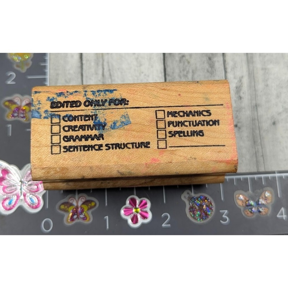 Fearless Design Edited Only For Grammar School Education Rubber Stamp Wood #M62